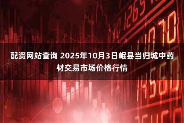 配资网站查询 2025年10月3日岷县当归城中药材交易市场价格行情